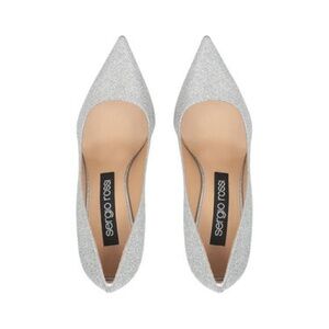 Sergio Rossi Silver Stiletto Heels with Shimmering Finish
